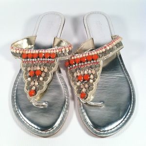 SOLD Chico' s Silver Bejeweled Sandals